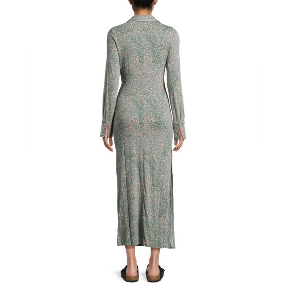 Free People Shayla Floral Long Sleeve Wrap Midi Dress Size S - Mint Combo - NWT - Picture 13 of 16